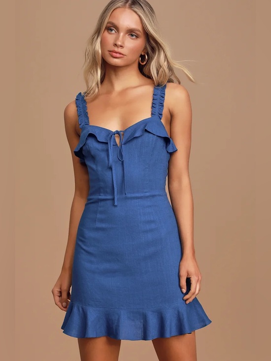 Lulus Dresses & Skirts - LULUS Days Like This Royal Blue Sleeveless Ruffled Mini Dress S